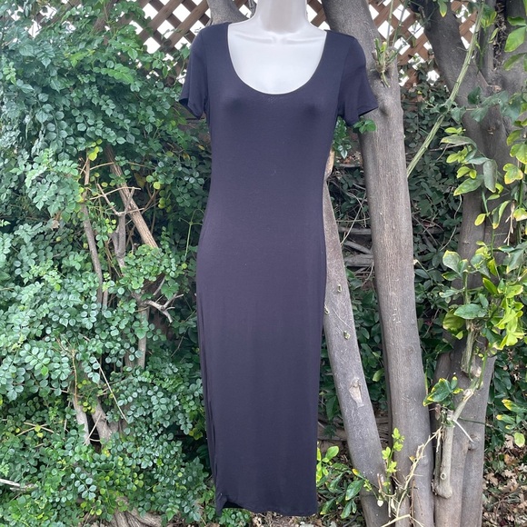 T-Shirt Midi Dress Short Sleeve Long Maxi NO SIZE Unbranded Knit Bodycon - Picture 1 of 9